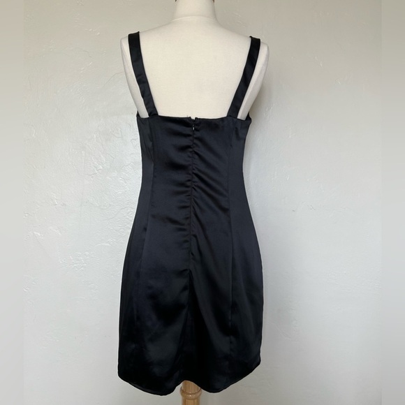 AQUA Black Satin Square Neck Mini Dress - Picture 5 of 5